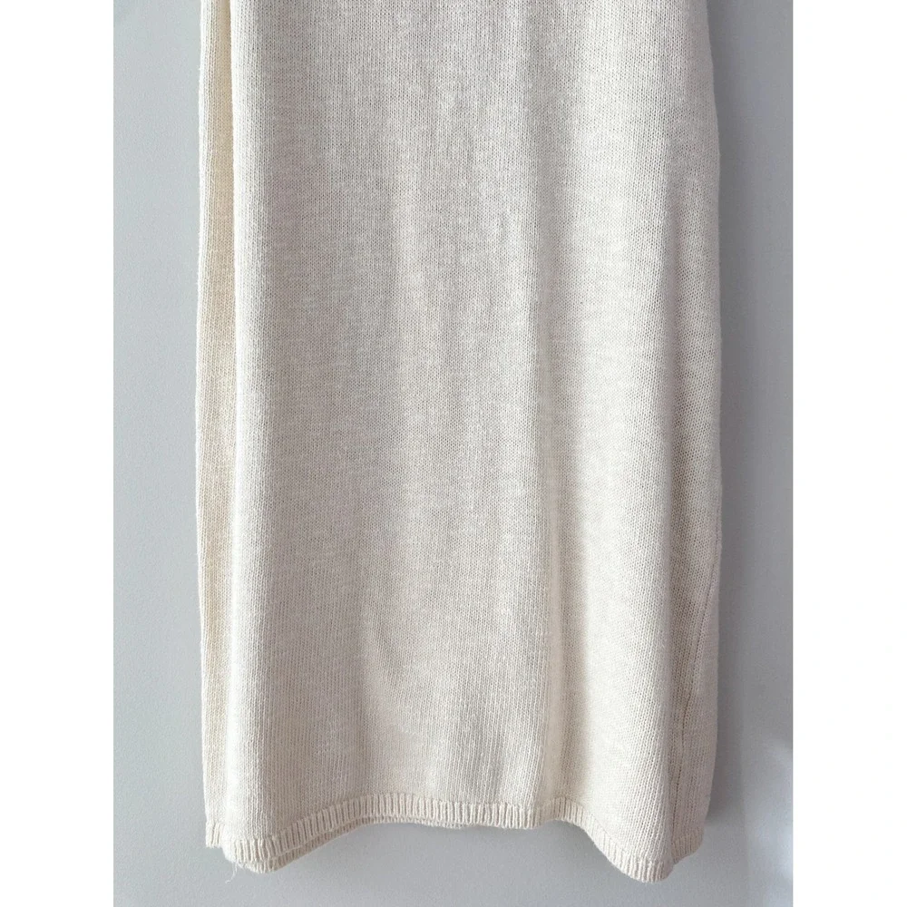 Free People Beach Nina Mini Dress L Cream Tank Sweater Knit Cotton Linen Coastal
